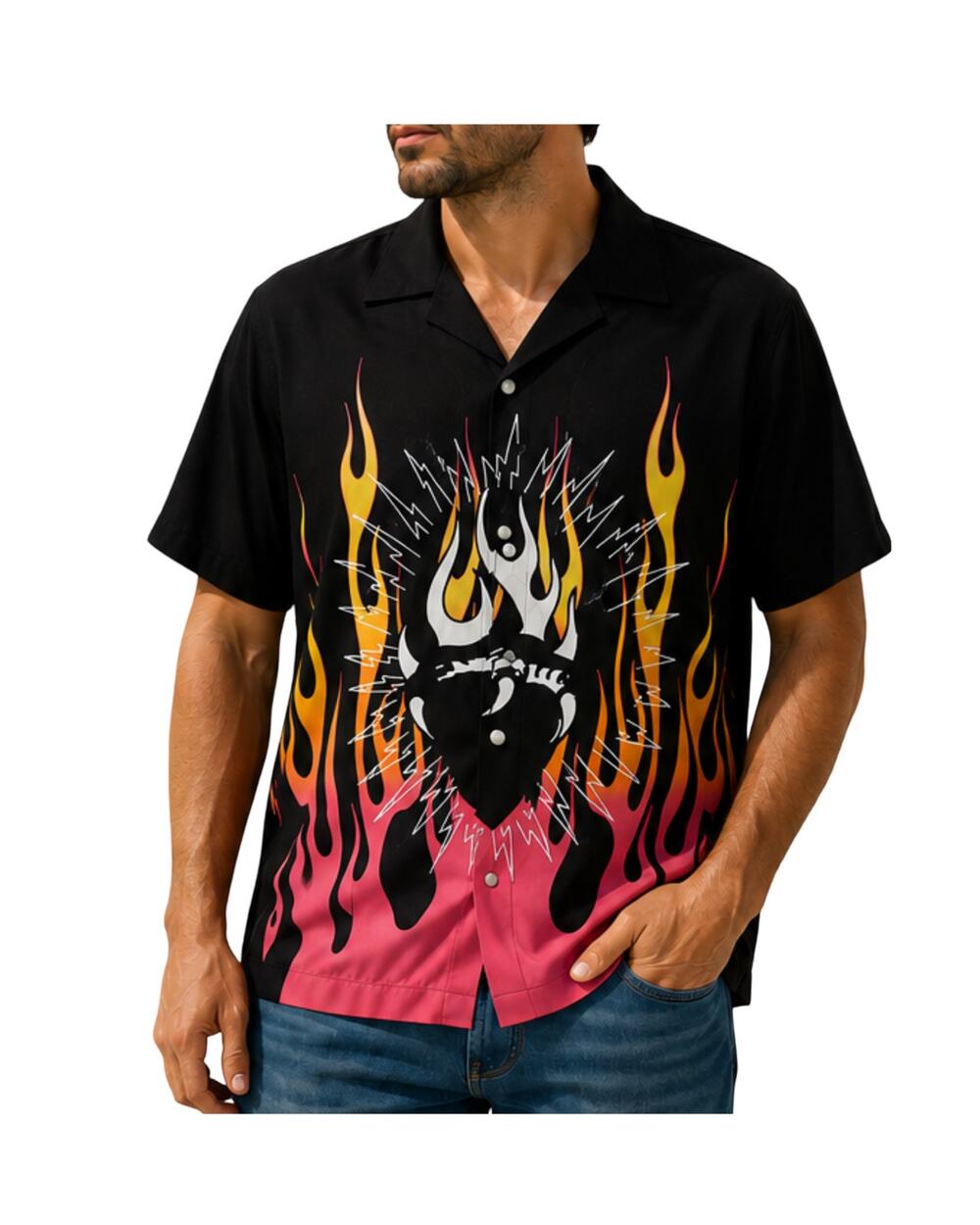 Ed Hardy Shirt Mens Size M Heart Skull Flame Button Up Black Gothic Tattoo NWT